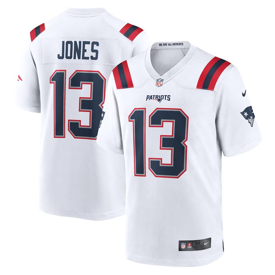 Men New England Patriots #13 Jack Jones Nike White Game Player NFL Jersey
